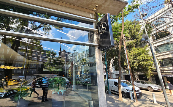 Mexico City, Mexico - Jan 14, 2026: Mercedes Benz dealership for sales, financing and technical service of luxury automobiles of the German brand