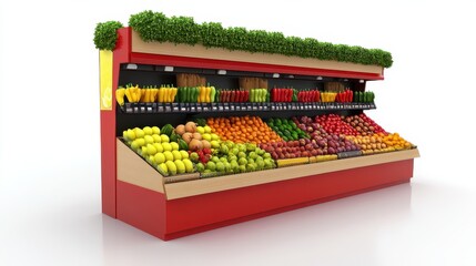 Naklejka premium Abundant Fresh Produce Display in a Vibrant Retail Grocery Store Showcasing Variety and Healthful Options