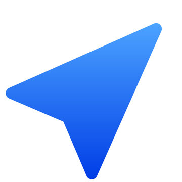 Geometric blue navigation cursor arrow for modern website menus