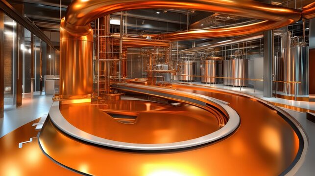 Advanced Industrial Gold Refinery Facility with High-Tech Copper and Steel Machinery