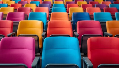 Fototapeta premium Rows of colorful chairs.