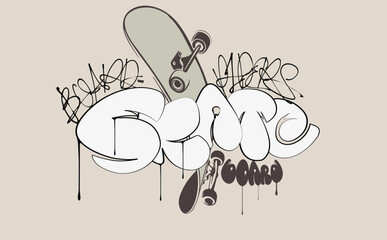 t- shirt graphics, Skate board typography, skateboard urban graffiti typography, skate graffiti art, graffiti slogan element, hand-drawn rider slogan, street art tees.eps © Sukman