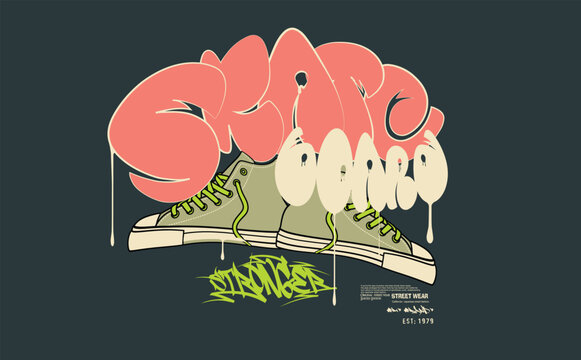 skateboard urban graffiti typography, grunge newspaper pattern, grunge paint element, Graffiti seamless pattern abstract, meaningless letters.hand-drawn texture, street art,t.eps