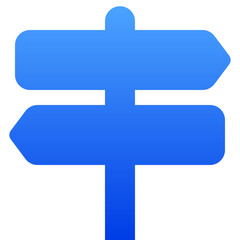 Obraz premium Vibrant blue double signpost icon for multi-direction navigation