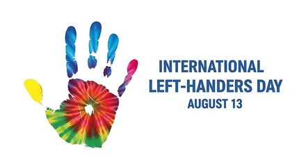 Fototapeta premium Colorful left hand print celebrating International Left-Handers Day on August 13
