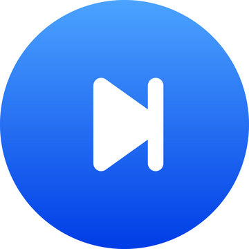 Professional blue circular skip to end button icon for web player