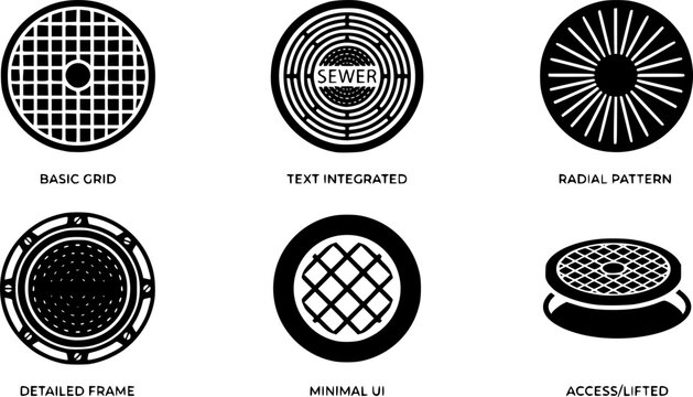 Manhole icons Black vector illustration for social media, app, and web
