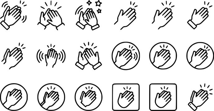Clap icons illustration, editable stroke, flat design style isolated on white
