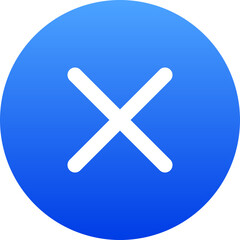 Fototapeta premium Modern blue circular x icon for closing windows and rejecting actions