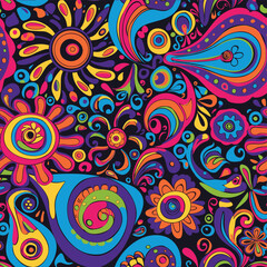 Fototapeta premium Colorful psychedelic floral pattern