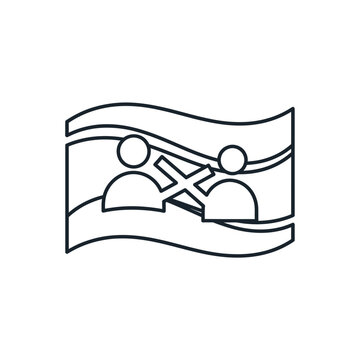 Symbolic illustration of people crossing out each other in a conflict situation.