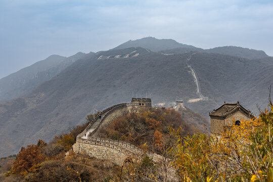 Great Wall path of the Mutianyu section near Beijing in Autumn season