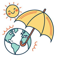 Fototapeta premium Sun umbrella protects earth from light weather.