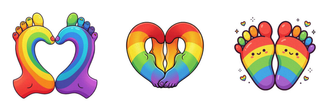 Pride Rainbow Heart Shaped Pretzels PNG, Colorful LGBT Symbol Snack on Transparent Background, Creative Food Art Clipart.