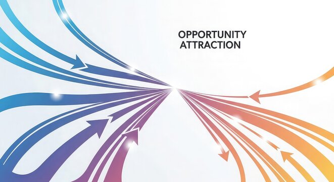 Vibrant arrows illustrate opportunity attraction concept with colorful gradient effect