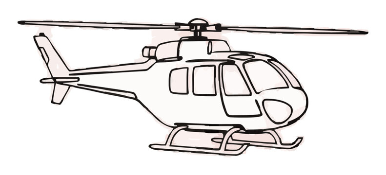 Rescue helicopter minimalist line art vector icon. Generative AI