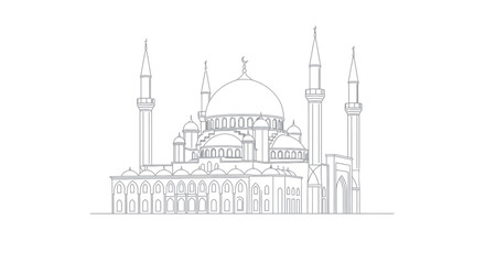 Fototapeta premium Islamic Mosque Architecture Line Drawing