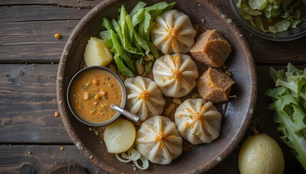 Traditional Indonesian siomay dumplings served with rich peanut sauce, vegetables, and authentic local flavors
