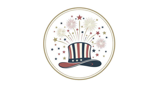 Uncle Sam Hat with Fireworks and Stars, Patriotic Celebration