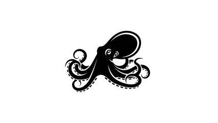 Silhouette of an octopus with flowing tentacles and visible suckers © gudangPIXEL