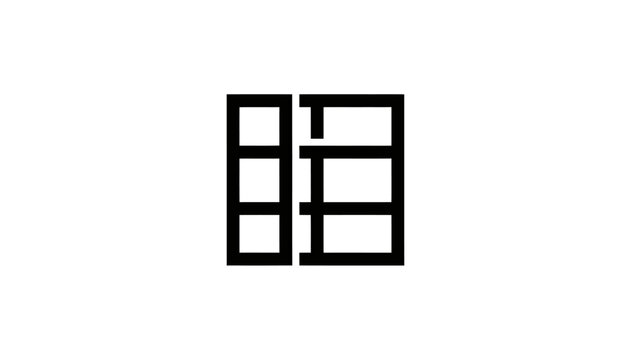 Abstract grid of three rows, with the left column divided and the right column a solid block