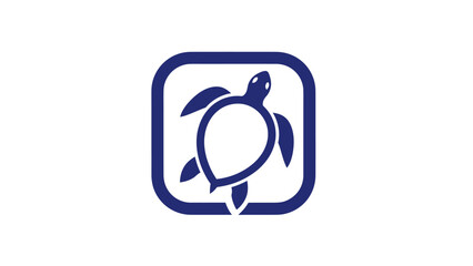 Minimalist blue sea turtle inside a rounded square outline © gudangPIXEL