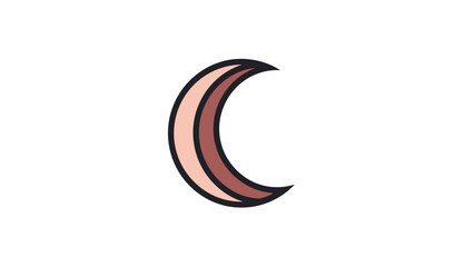 Obraz premium Simple crescent moon illustration with layered peach and brown tones on white