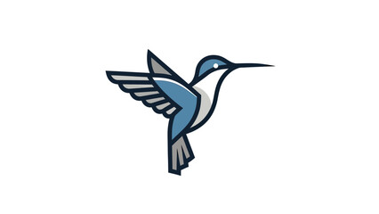 Obraz premium Stylized blue and gray hummingbird in mid-flight with wings spread
