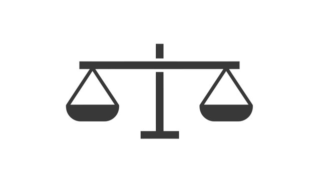 Dark grey balance scales icon on white background