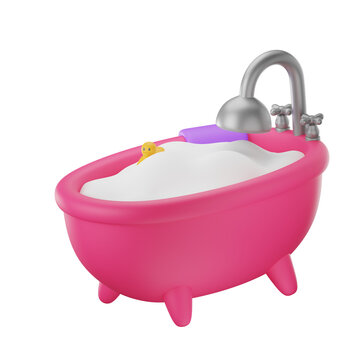 3D Baby Bathtub Washing Equipment, Baby Newborn 3D Illustration