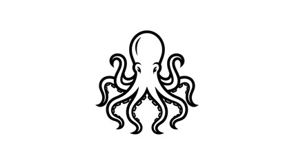 Stylized black and white line art of an octopus with spread tentacles © gudangPIXEL