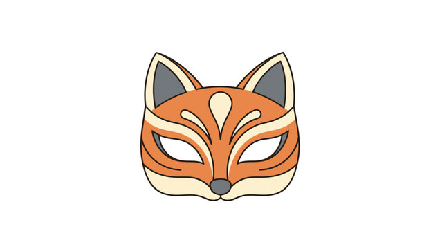 Ornate fox mask with symmetrical markings and pointed ears