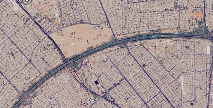 Baghdad Urban Grid Satellite View Arid Iraq