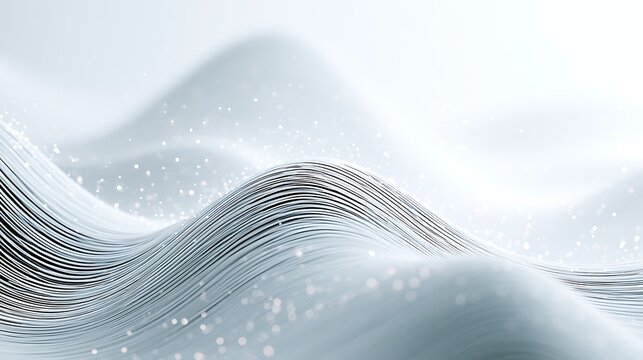 smooth flowing data lines, sparse glowing particles, high key white background, clean corporate visua