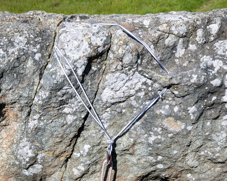Dyneema sling anchor built on holes drilled on rock