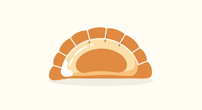 A golden-brown pastry with a creamy filling and decorative crimped edges