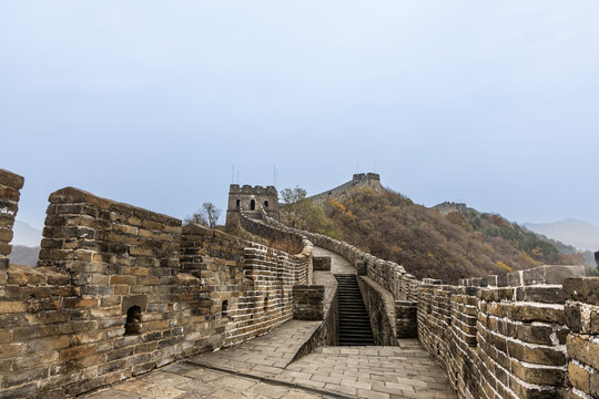 Great Wall path of the Mutianyu section near Beijing in Autumn season