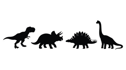 Dinosaur silhouettes collection on a white background © Vector Hub24