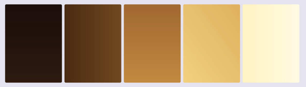 Set of five nature desert gradient cards in dark umber clay sienna caramel golden amber and pale sand warm tones