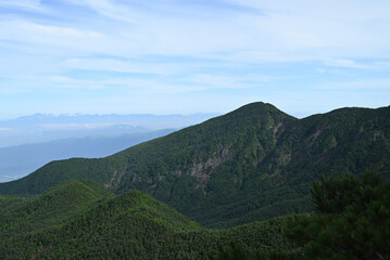 Fototapeta premium Climbing Mt. Akadake, Yatsugatake, Nagano, Yamanashi, Japan