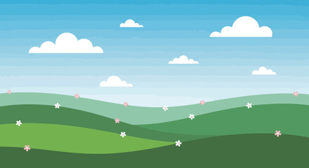 Fototapeta premium Green hills landscape scene.