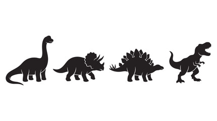 Dinosaur silhouettes collection on a white background © Vector Hub24