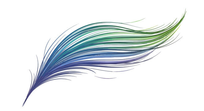 Flowing abstract feather shape with gradient colors from blue to green
