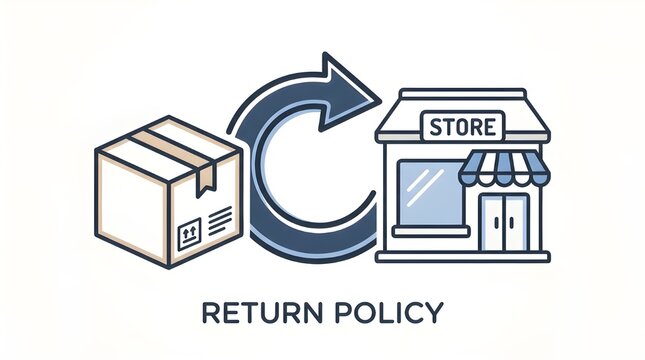 Return Policy concept, e-commerce product exchange, retail store refund process, customer service satisfaction, online shopping delivery