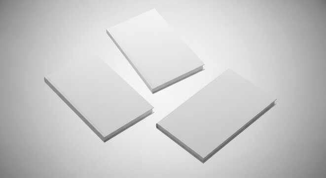 Three pristine white blank books stacked neatly
