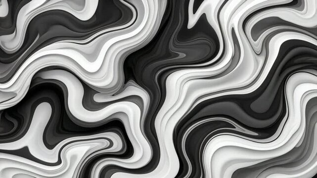 Abstract black white wave fluid marble pattern background swirling monochrome wavy liquid marble fluid pattern with organic curve texture