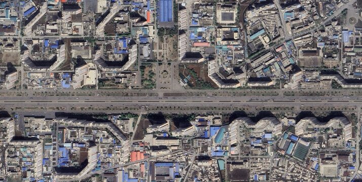 Pyongyang Residential Blocks Satellite View North Korea