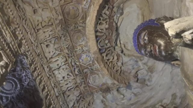 Ancient Buddhist Sculptures Inside Yungang Grottoes, Datong, Shanxi, China