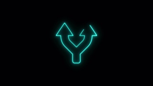 Neon Fork Arrow Icon Animation Transparent Background
