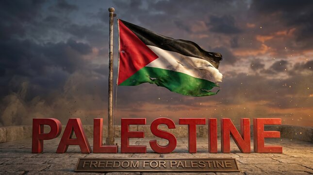 Flag of Palestine, State Flag of the Palestinian People - Symbol of Free Palestine.